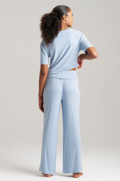 Skye Rib Ease Pants Blue Sky Natori