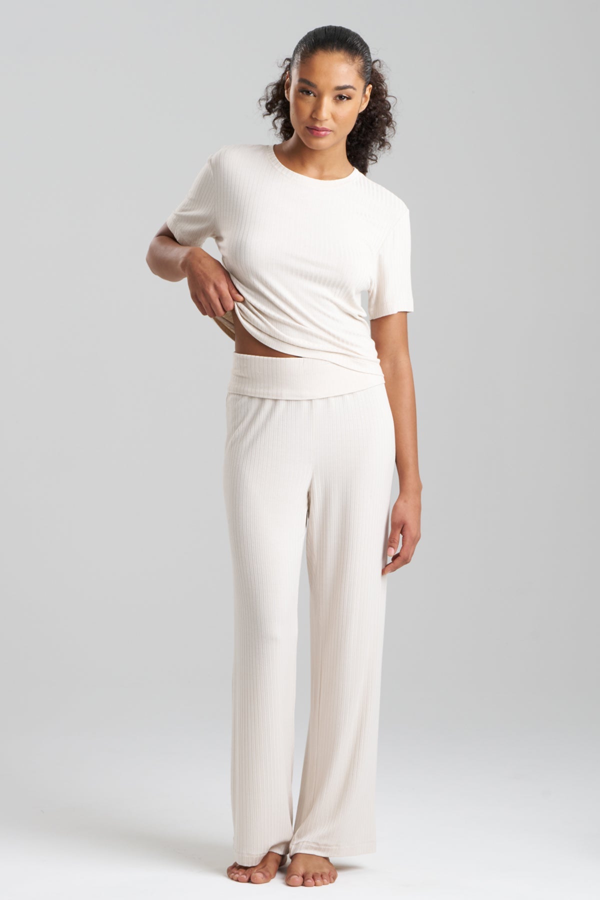Skye Rib Ease Pants Ecru Natori