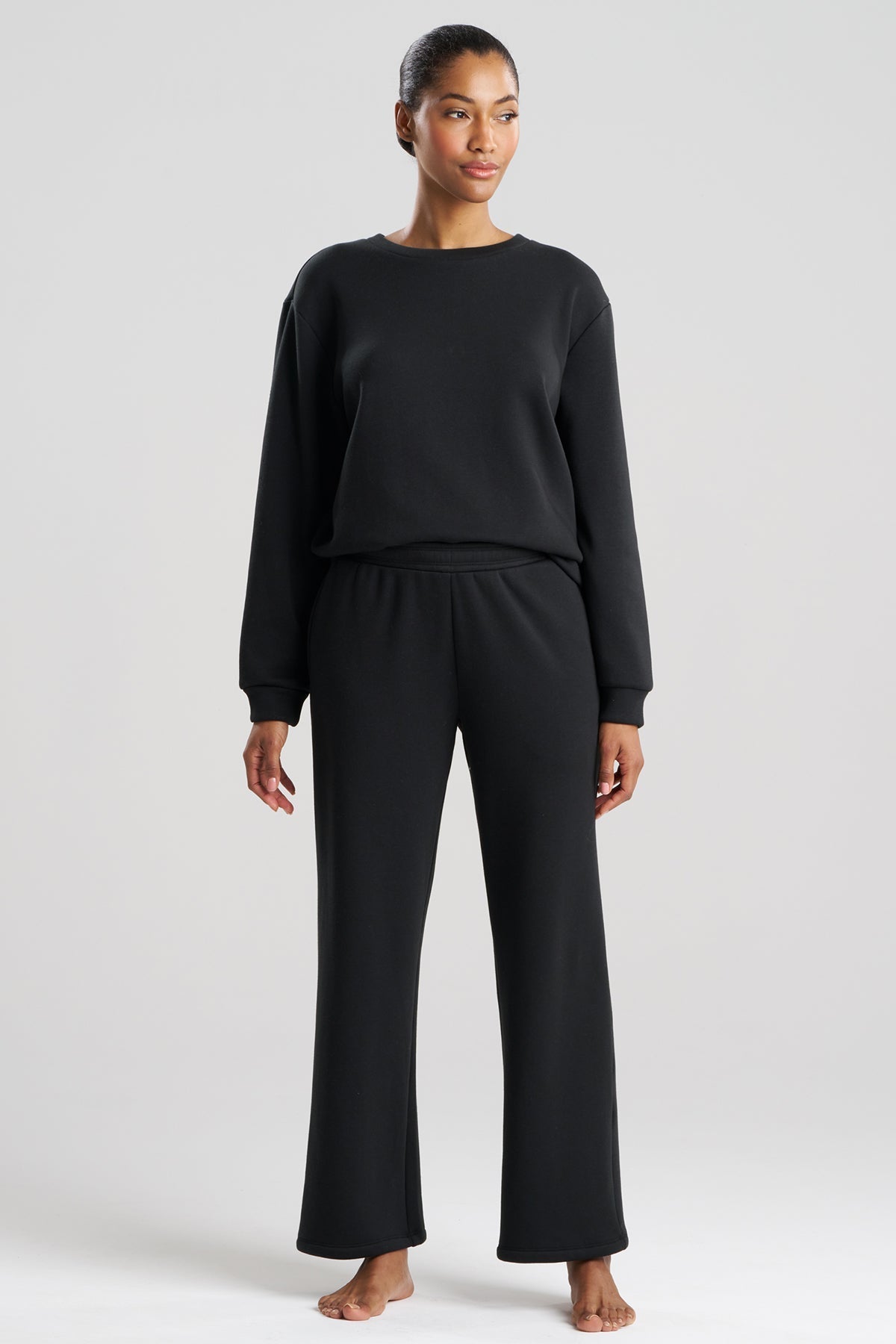 Nova Cozy Brushed Knit Everywhere Straight Leg Pants Black Natori