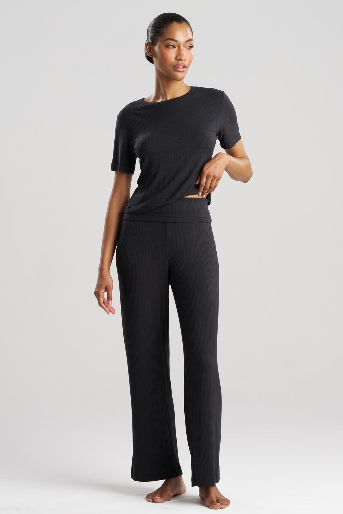Skye Rib Ease Pants Black Natori