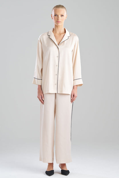 Satin Essentials Oversized Notch Shirt Wheat Natori