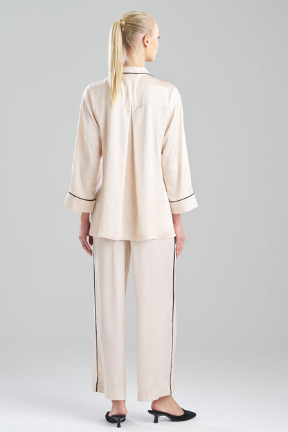 Satin Essentials Oversized Notch Shirt Wheat Natori