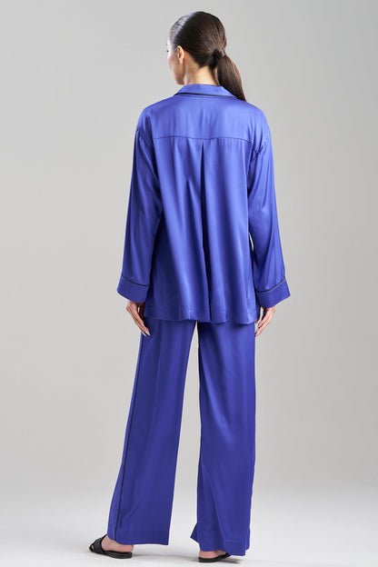 Satin Essentials Oversized Notch Shirt Blueberry Natori