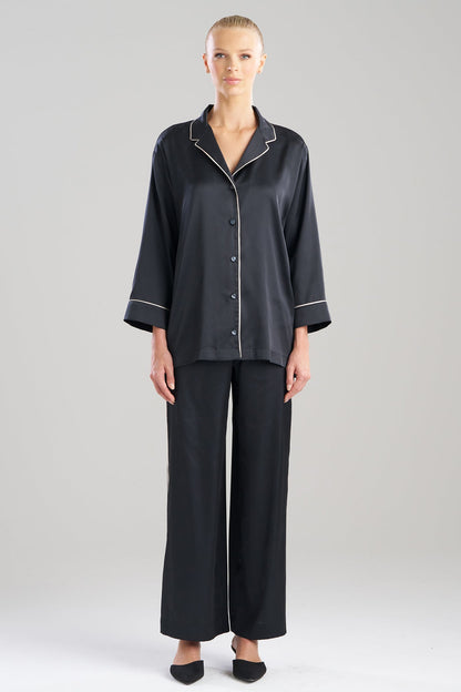 Satin Essentials Oversized Notch Shirt Black Natori