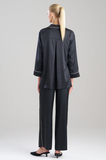 Satin Essentials Oversized Notch Shirt Black Natori