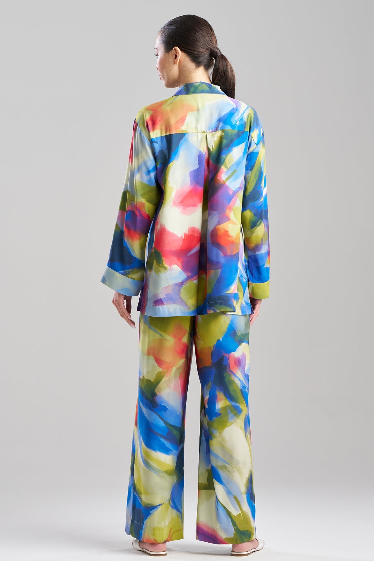 Kumo Printed Stretch Satin Oversized Notch Shirt Kumo Multi Natori