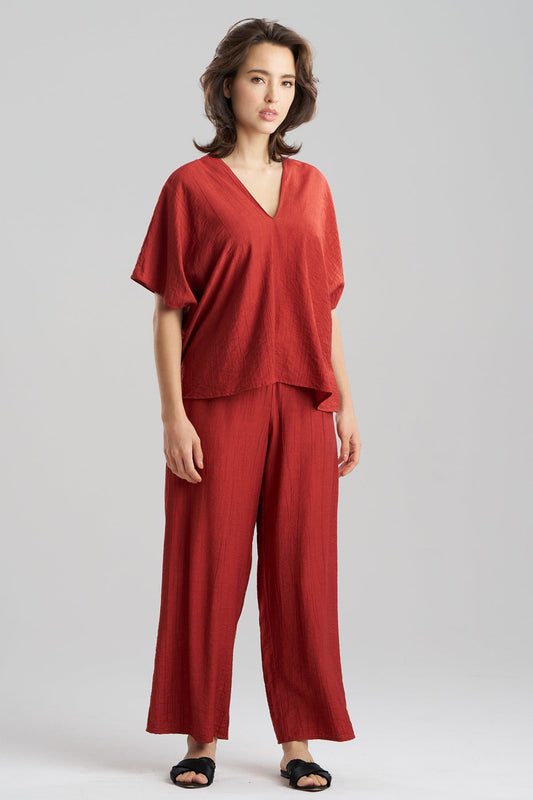 Terra Foil Crinkle Caftan Shirt Brick Natori