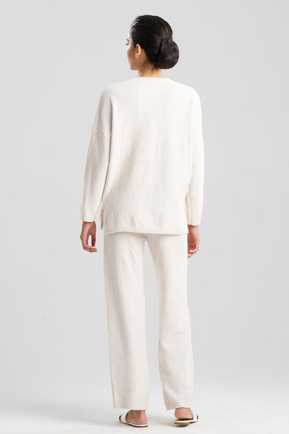 Buy Aura Heather Chenille V-Neck Top in Heather White Opal Online Heather White Opal Natori