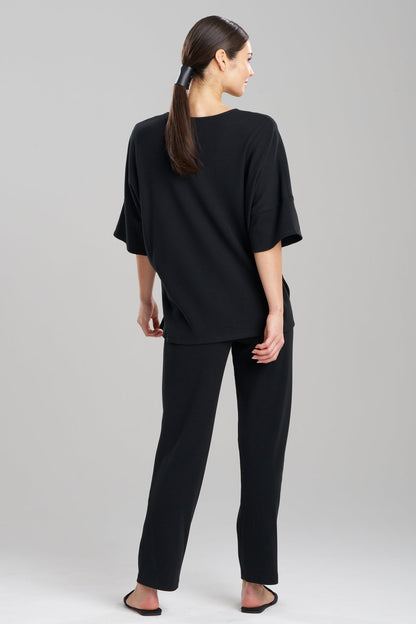 Tranquility Waffle V-Neck Top Black Natori