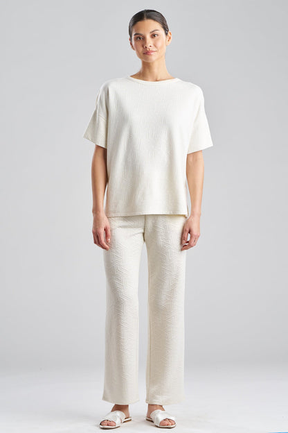Quilted Geo Knit Jacquard Short Sleeve Top White Opal Natori