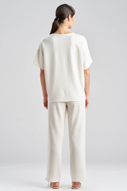 Quilted Geo Knit Jacquard Short Sleeve Top White Opal Natori
