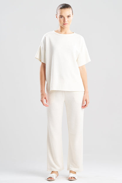 Quilted Geo Knit Jacquard Short Sleeve Top White Opal Natori