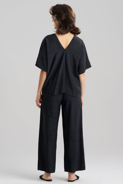 Terra Foil Crinkle Caftan Shirt Black Natori