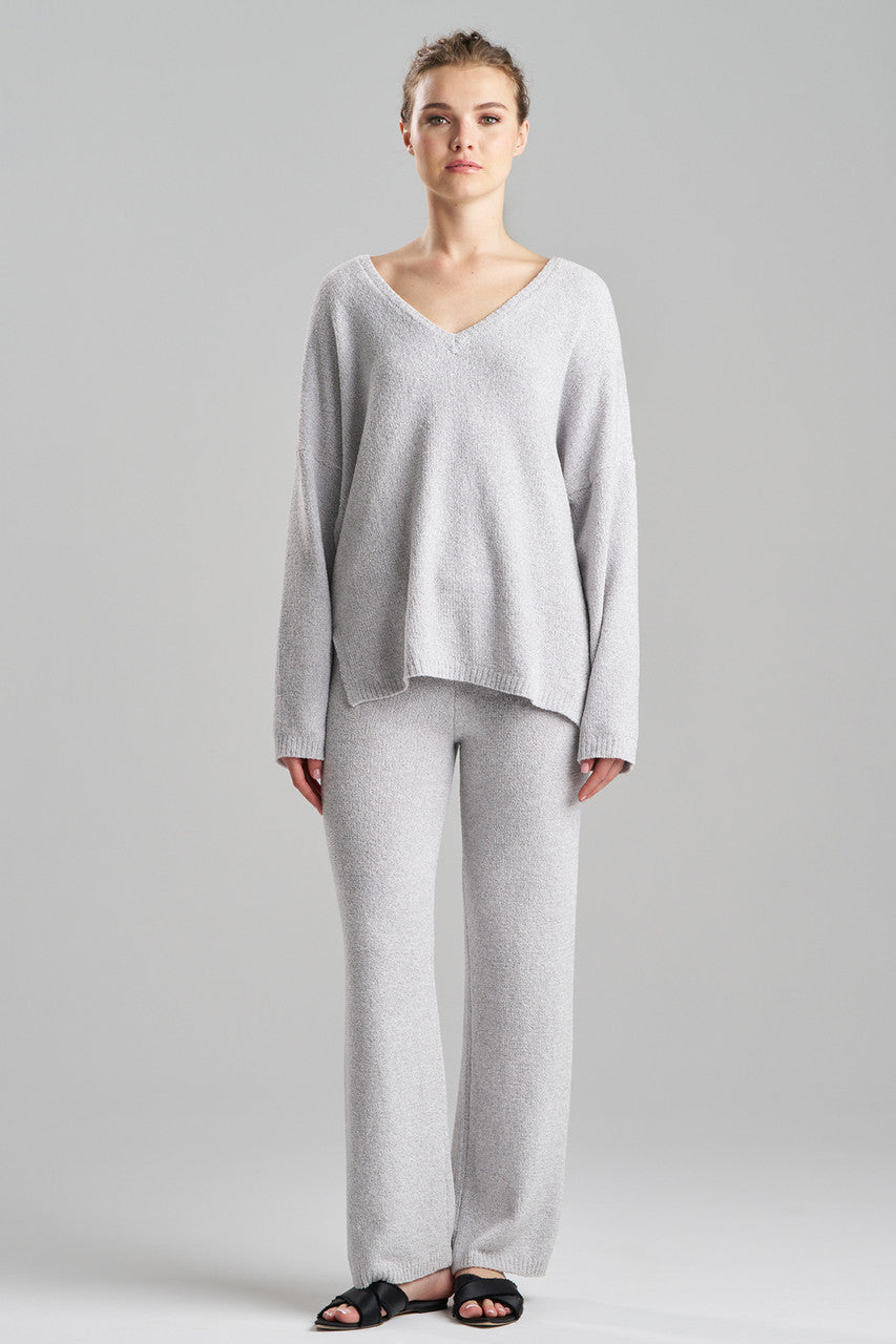 Buy Aura Heather Chenille V-Neck Top in Heather Dove Grey Online Heather Dove Grey Natori