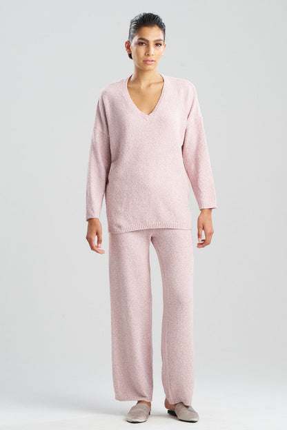 Buy Aura Heather Chenille V-Neck Top in Heather Nude Blush Online Heather Nude Blush Natori