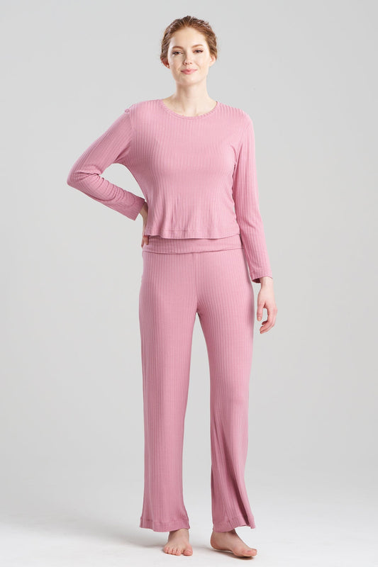 Skye Rib Ease Long Sleeve Top Tea Pink Natori