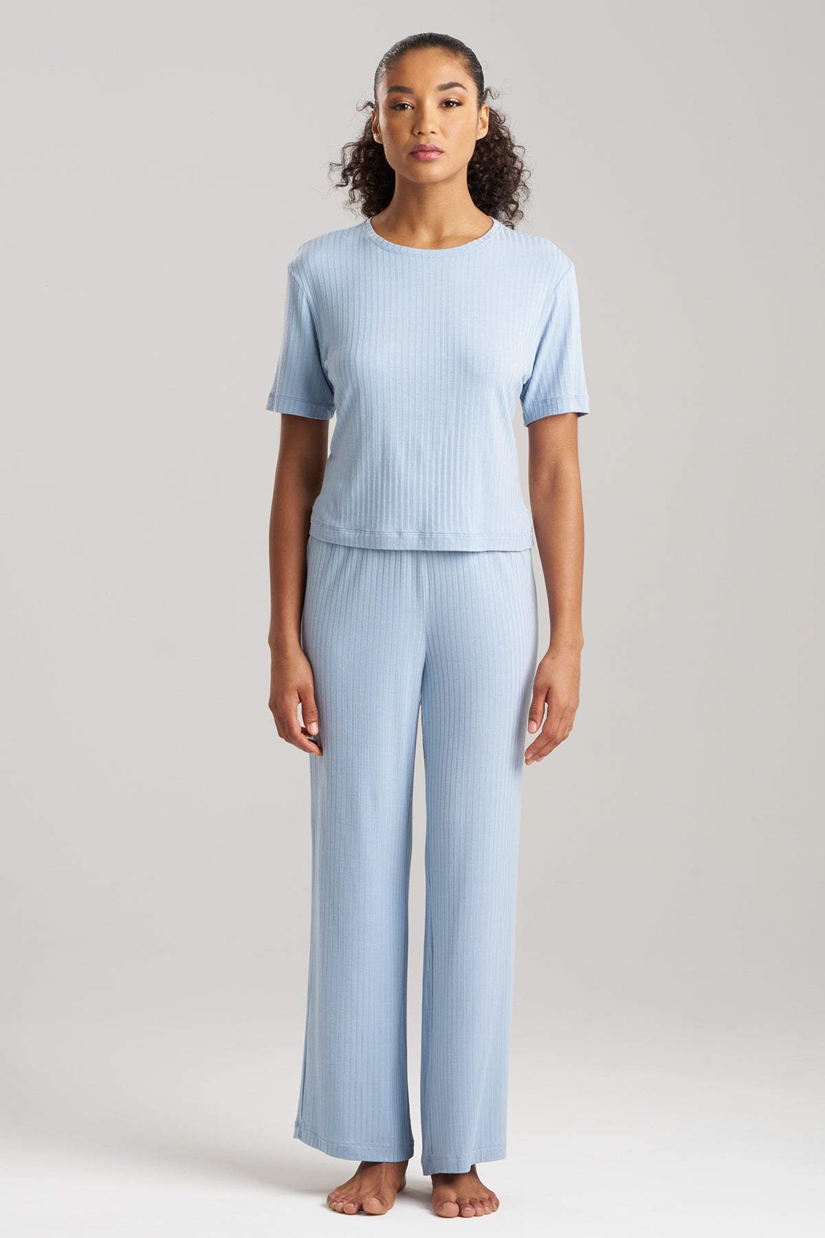 Skye Rib Ease Short Sleeve Top Blue Sky Natori