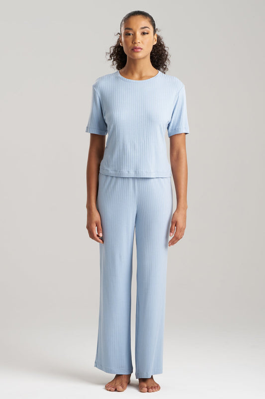 Skye Rib Ease Short Sleeve Top Blue Sky Natori