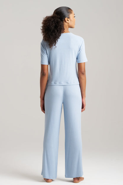 Skye Rib Ease Short Sleeve Top Blue Sky Natori