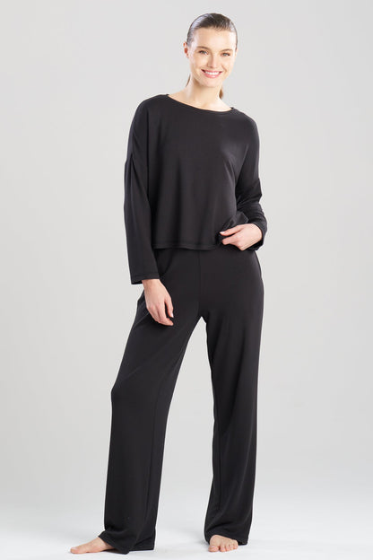 Kaia Terry Destination Long Sleeve Top Black Natori