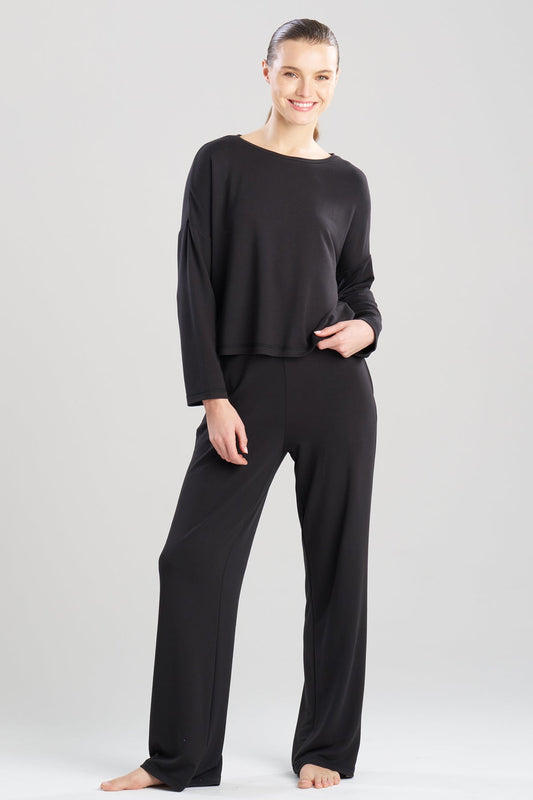 Kaia Terry Destination Long Sleeve Top Black Natori
