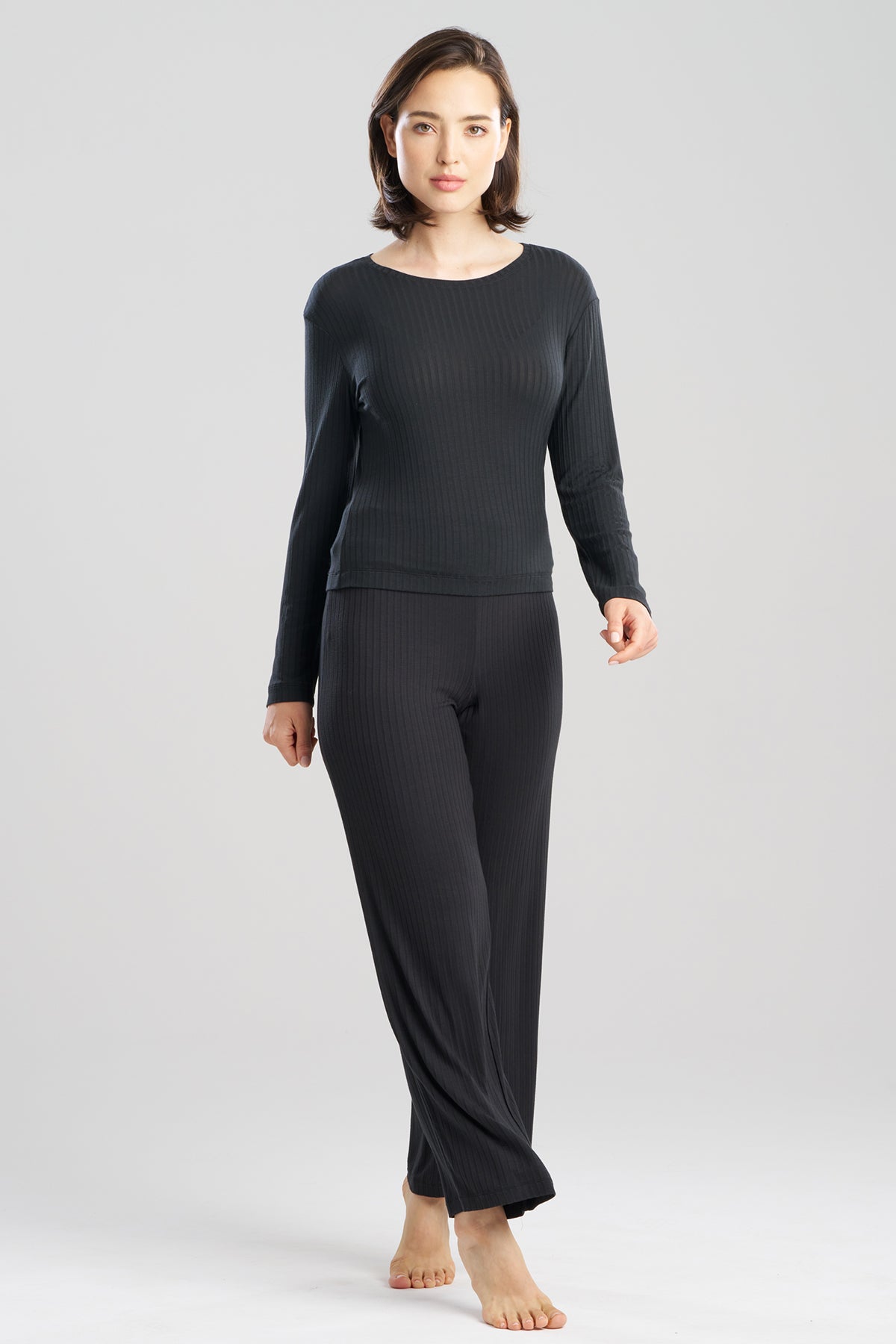 Skye Rib Ease Long Sleeve Top Black Natori