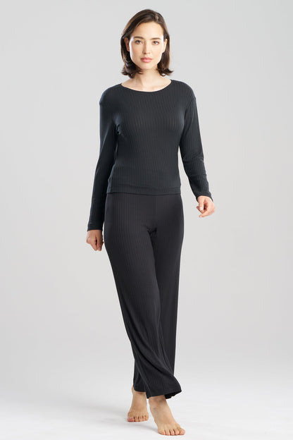 Skye Rib Ease Long Sleeve Top Black Natori
