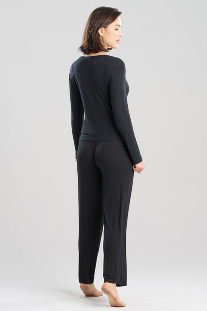 Skye Rib Ease Long Sleeve Top Black Natori