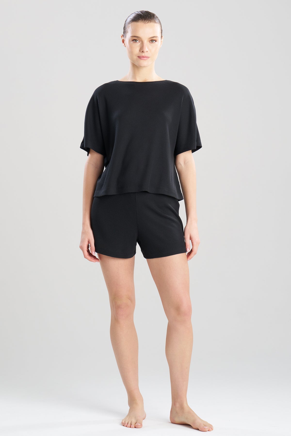 Mila Waffle Everywhere Wedge Top Black Natori