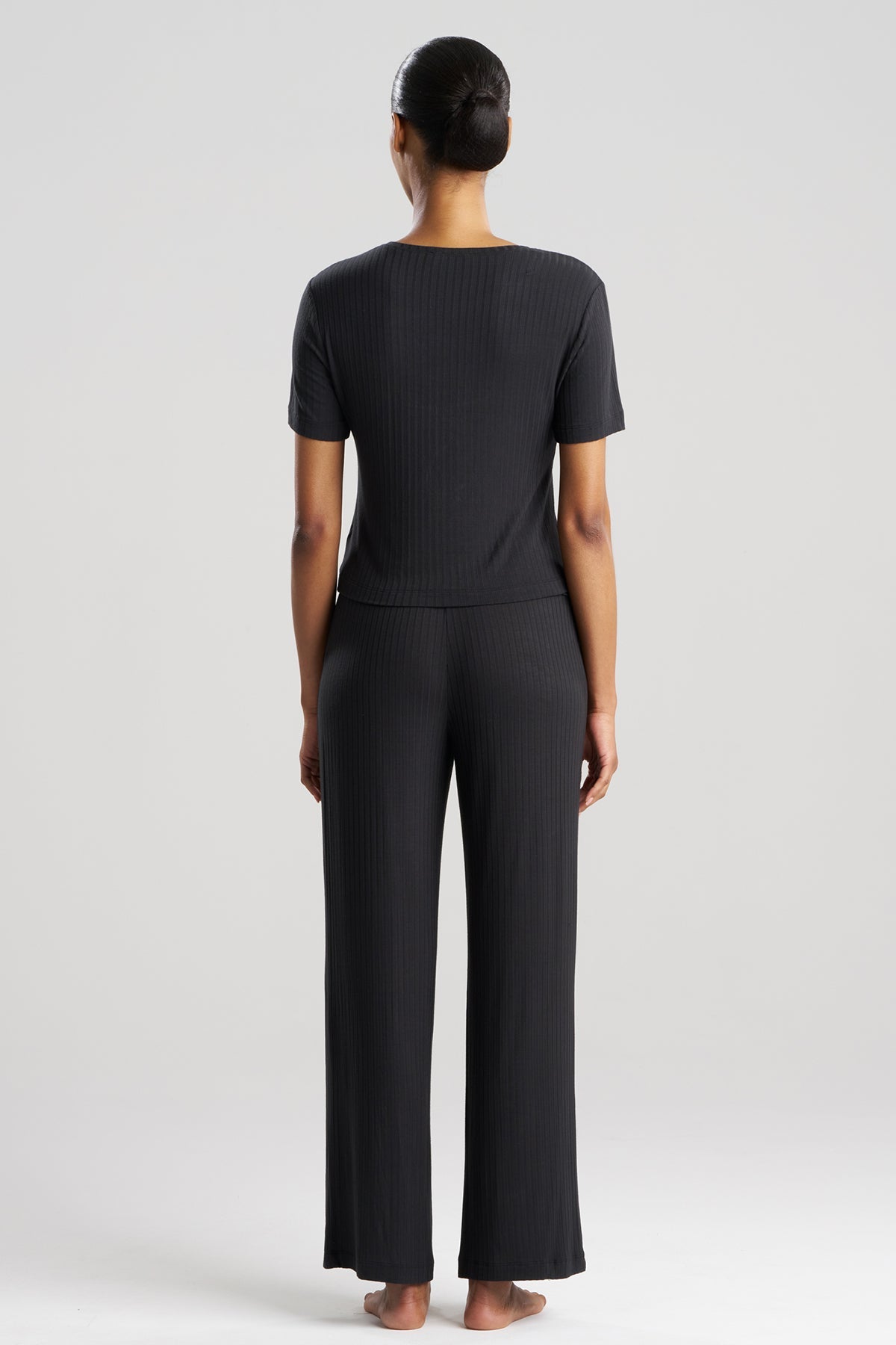 Skye Rib Ease Short Sleeve Top Black Natori