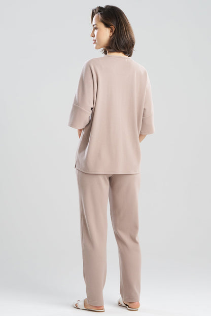 Tranquility Waffle V-Neck Top Mink Natori