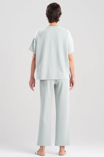 Quilted Geo Knit Jacquard Short Sleeve Top Ocean Mist Natori