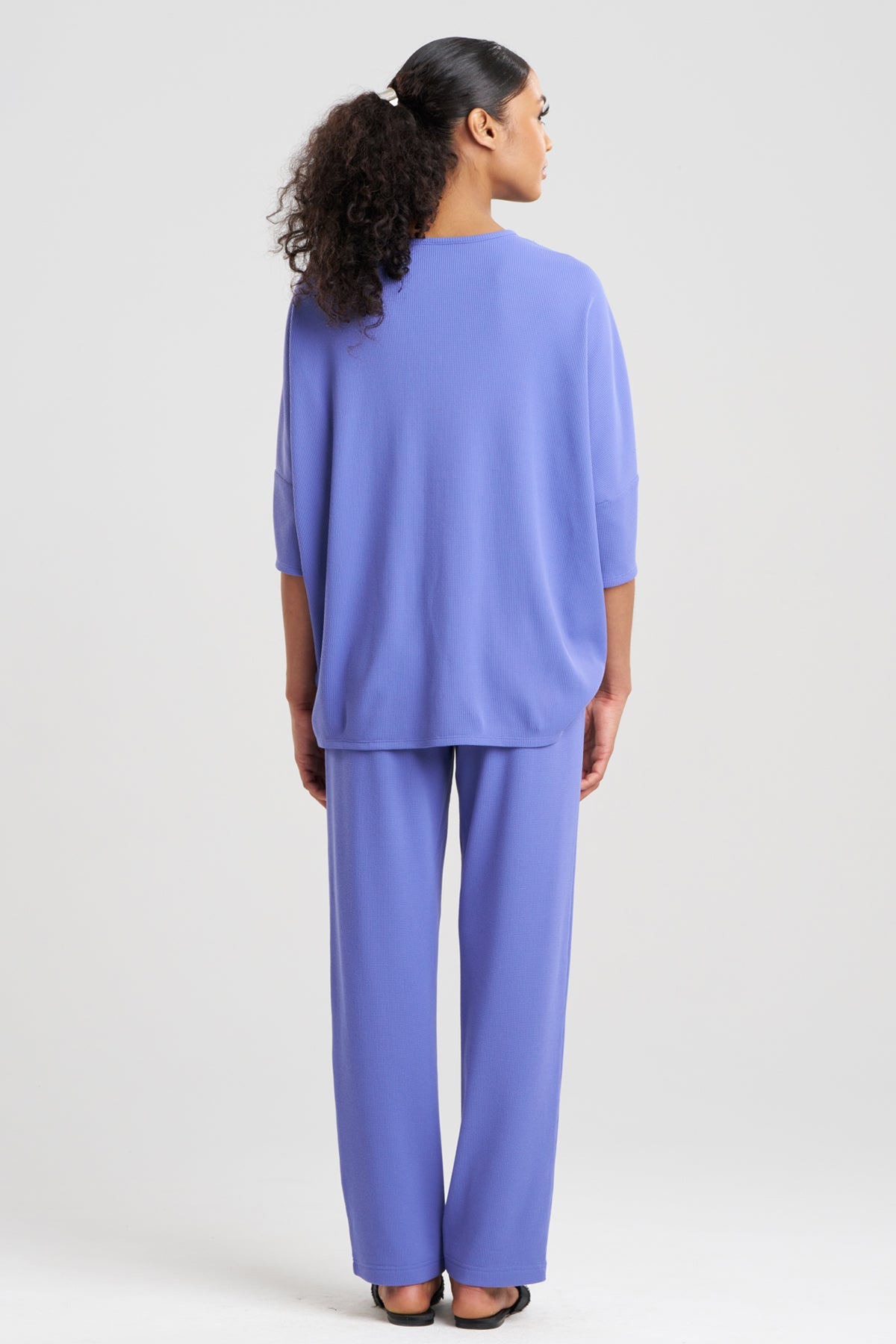 Tranquility Waffle V-Neck Top Windy Blue Natori
