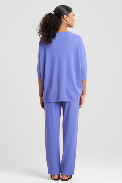 Tranquility Waffle V-Neck Top Windy Blue Natori