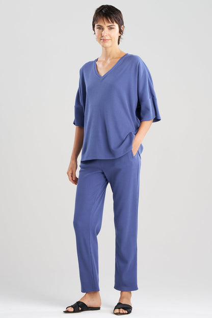 Tranquility Waffle V-Neck Top Indigo Natori