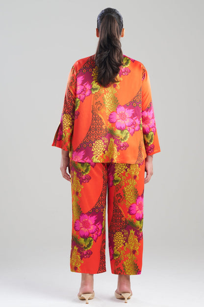 Harvest Printed Satin Mandarin PJ Set Harvest Orange Natori