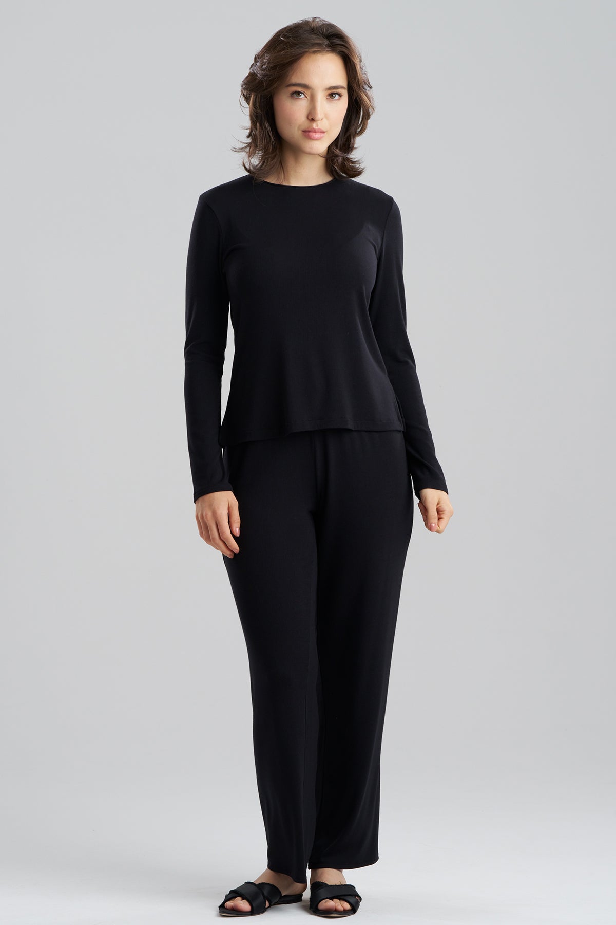 Bamboo Long Sleeve PJ Set Black Natori