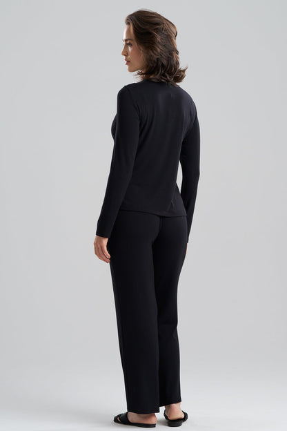 Bamboo Long Sleeve PJ Set Black Natori