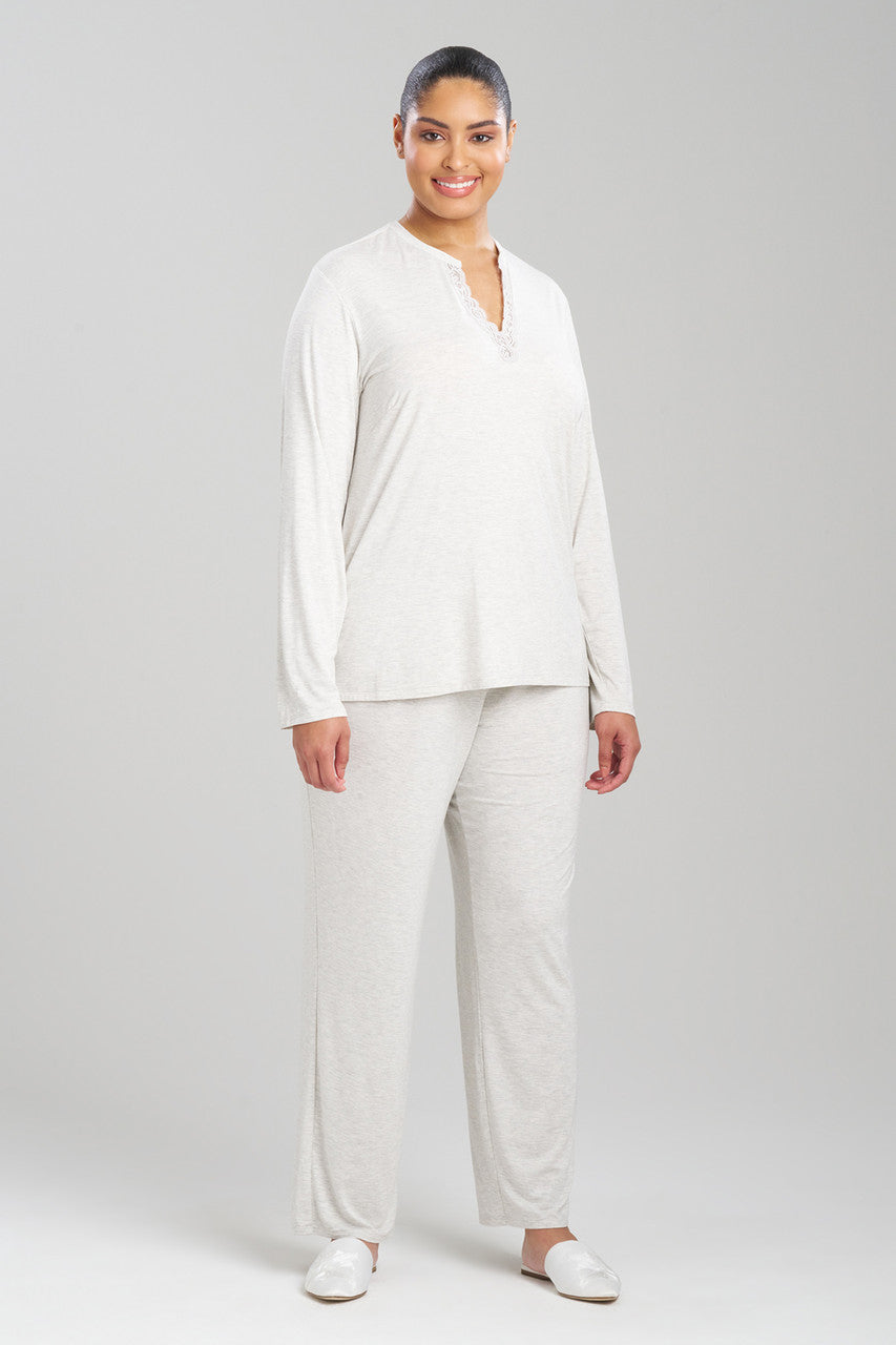 Buy Feathers Essentials Lenzing™ Ecovero™ Viscose Lace Applique PJ in Heather Pebblestone Online Light Heather Grey Natori
