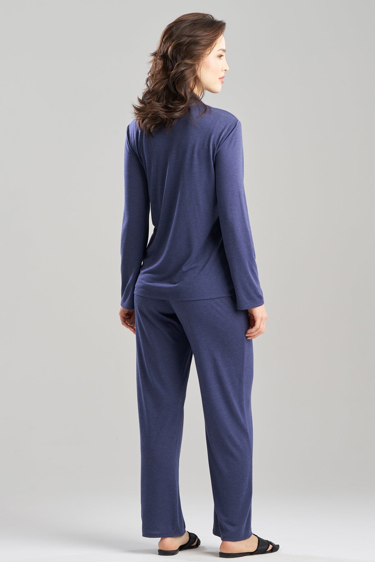 Shangri-La Embroidered TENCEL™ Notch PJ Heather Night Blue Natori