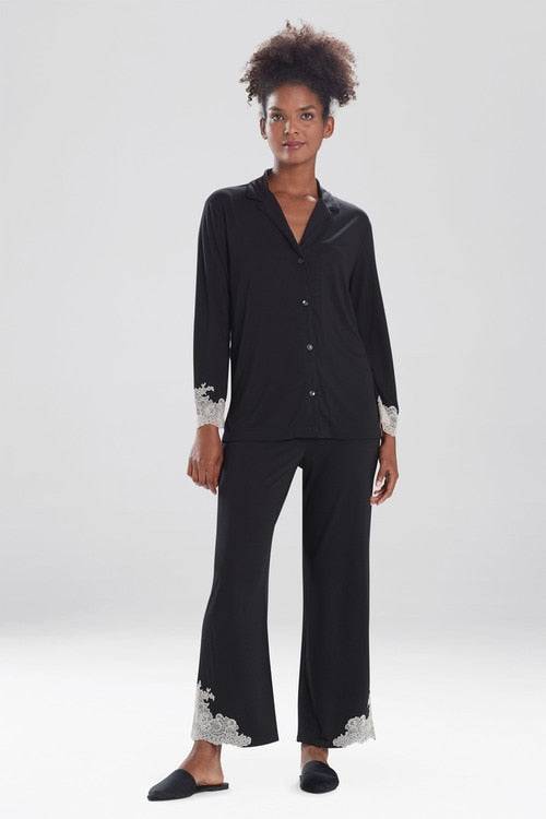 Buy Luxe Shangri-La TENCEL™ Long Sleeve Notch PJ in Black Online Black Natori