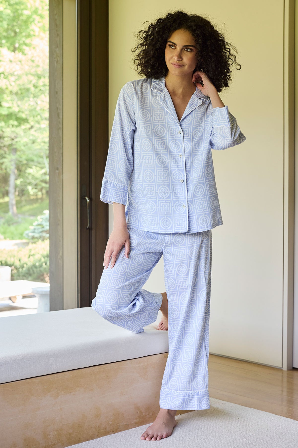 Buy Infinity Cotton Sateen Notch PJ in Powder Blue Online Powder Blue Natori