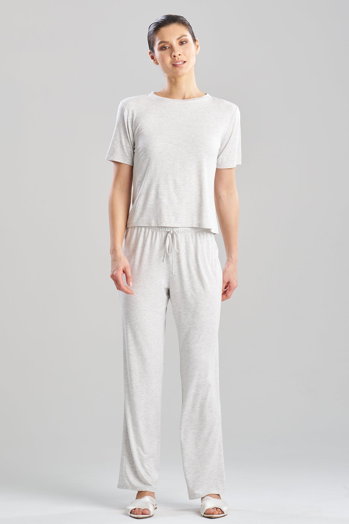 Feathers Essentials Lenzing™ Ecovero™ Viscose Crew Neck PJ Light Heather Grey Natori