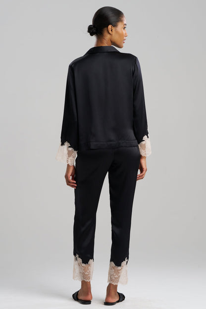 Buy Lolita Lace Trim Silk Notch PJ in Black/Ecru Online Black/Ecru Natori