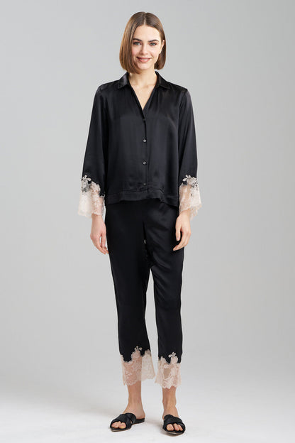 Buy Lolita Lace Trim Silk Notch PJ in Black/Ecru Online Black/Ecru Natori