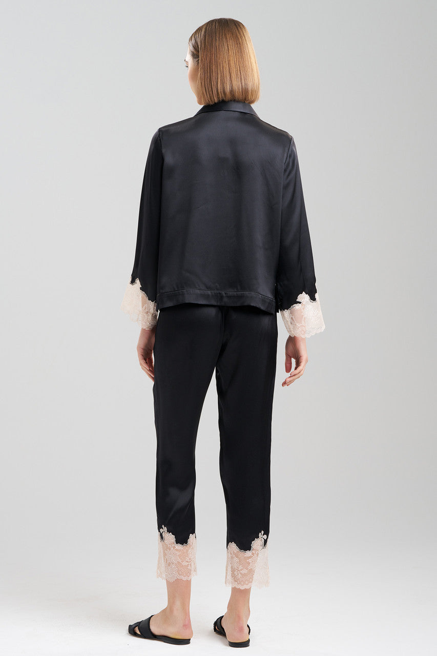 Buy Lolita Lace Trim Silk Notch PJ in Black/Ecru Online Black/Ecru Natori