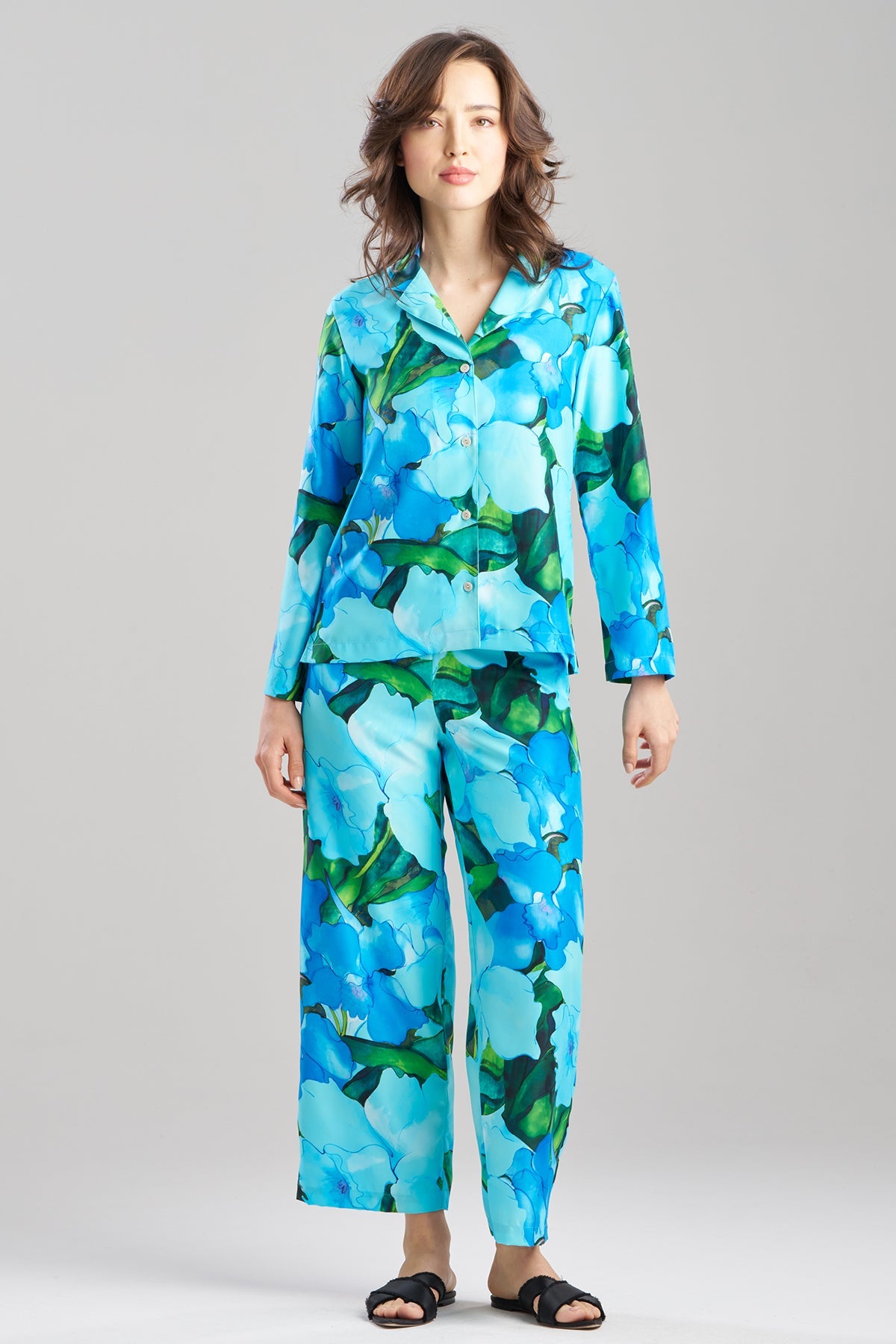 Isla Printed Satin Notch PJ Set Blue Natori