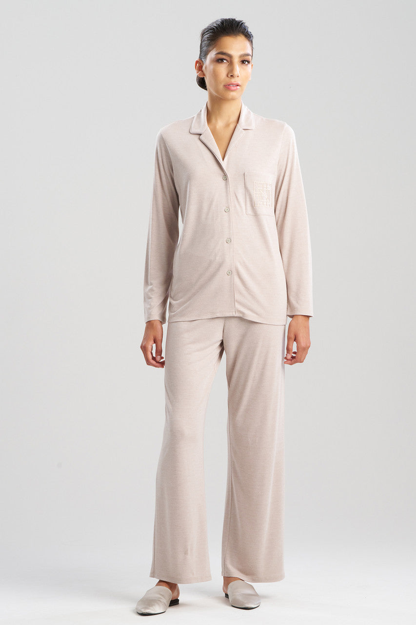 Buy Shangri-La Embroidered Notch PJ in Heather Cashmere Online Heather Cashmere Natori