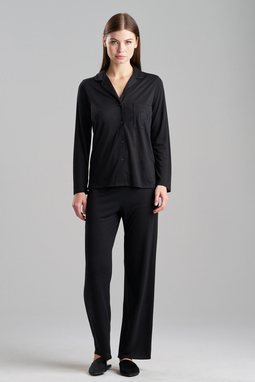 Buy Shangri-La Embroidered Notch PJ in Black Online Black Natori