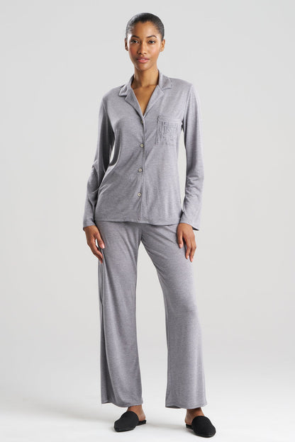 Shangri-La Embroidered TENCEL™ Notch PJ Heather Grey Natori